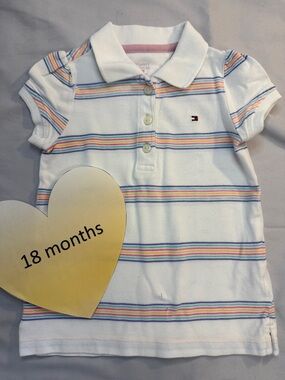 Tommy Hilfiger Kids Striped Polo Shirt dress - White with Multicolor Stripes